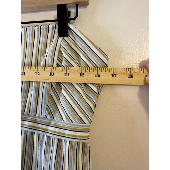 Y2K Vintage Pop Princess Strapless Babydoll Striped Stretch Mini Dress Size 10 - Picture 3 of 5